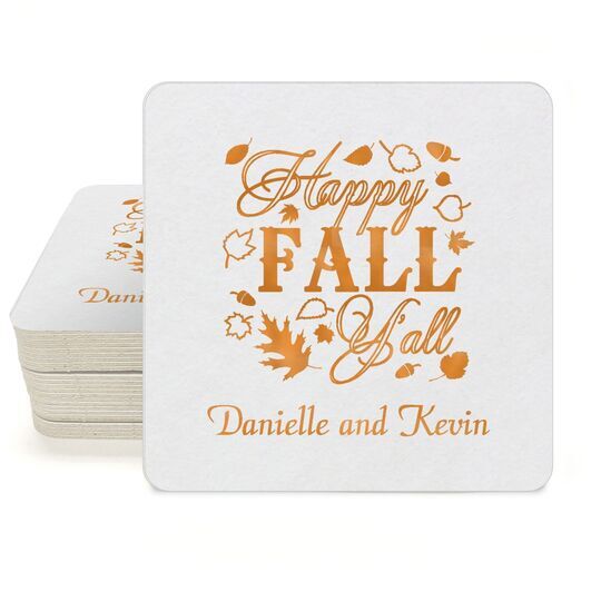 Happy Fall Y'all Square Coasters